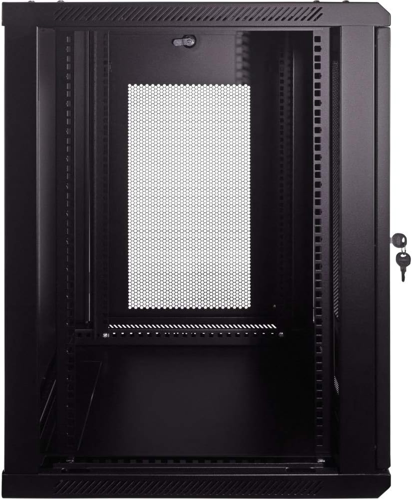 15U Wallmount IT Cabinet Enclosure 19-Inch Server Network Rack with Locking Perforated Door Black L85451