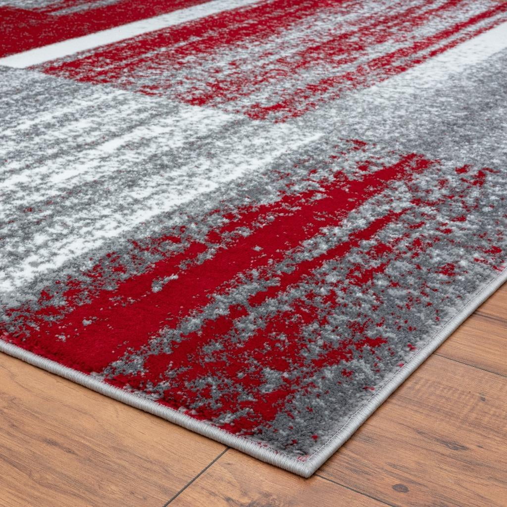 Red 6x9 Abstract Geometric Area Rug D69636