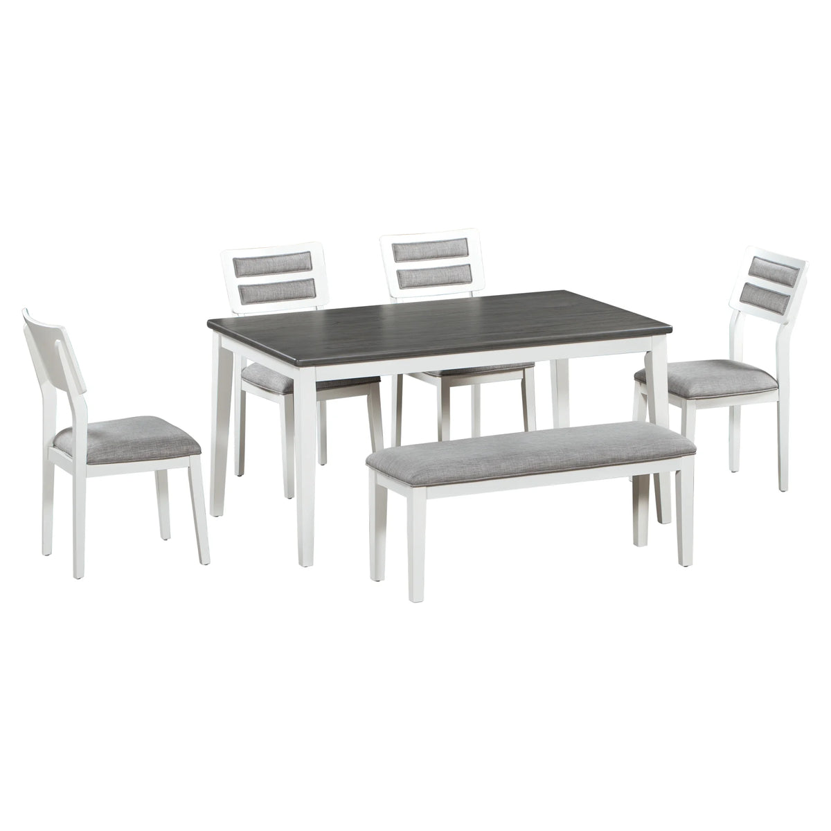 6 Piece Dining Table and Chair Set with 4 Upholstered Chairs and 1 Upholstered Bench P61631