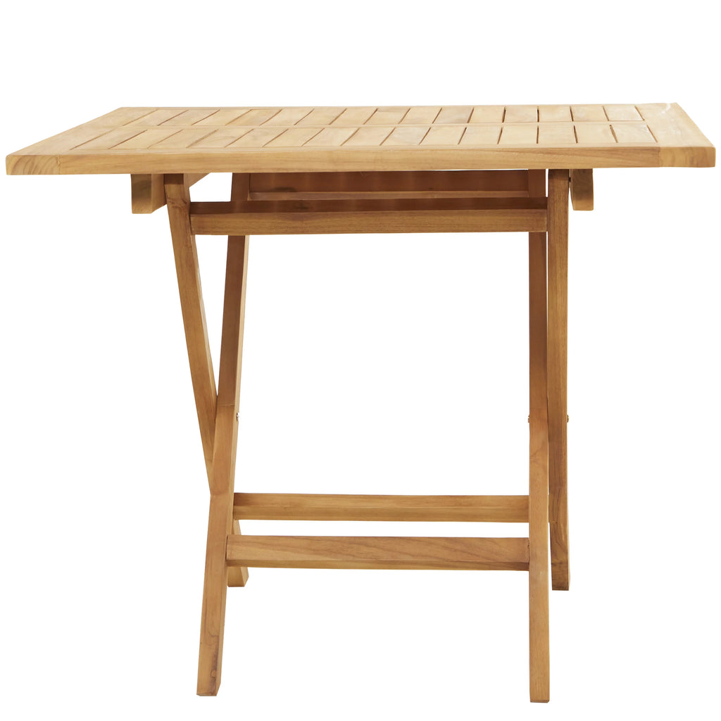36" x 30" Brown Teak Wood Slatted Outdoor Dining Table N13349