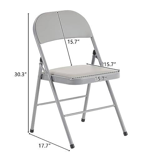 Grey 4 Pack Padded Folding Chairs with Steel Frame W353866