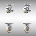 4 inch Stainless Steel Nylon Caster Set with Ball Bearings 2 Brakes 2 Rigid Y7949