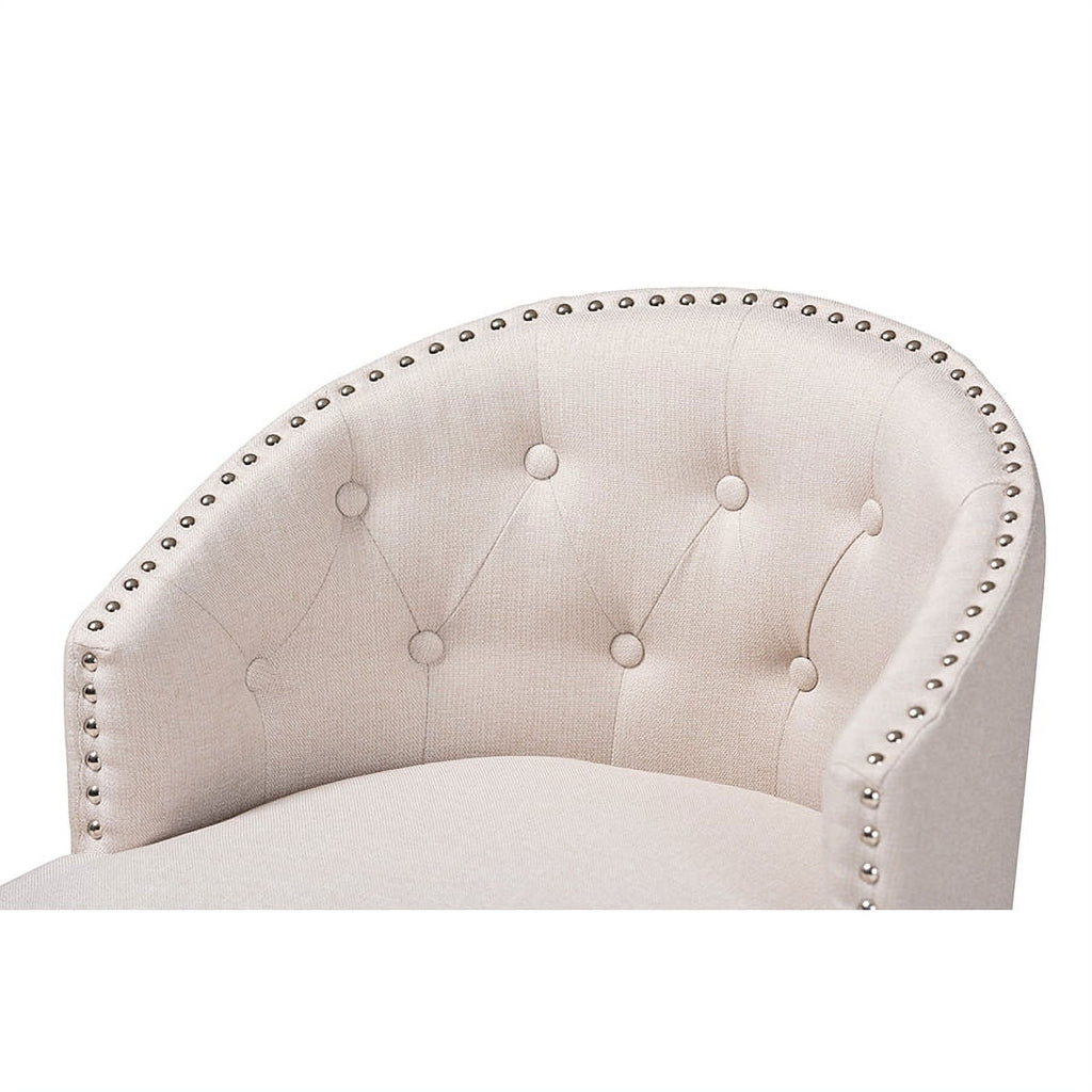 Light Beige Fabric and Espresso Brown Finished Wood 2-Piece Swivel Counter Chair L257974