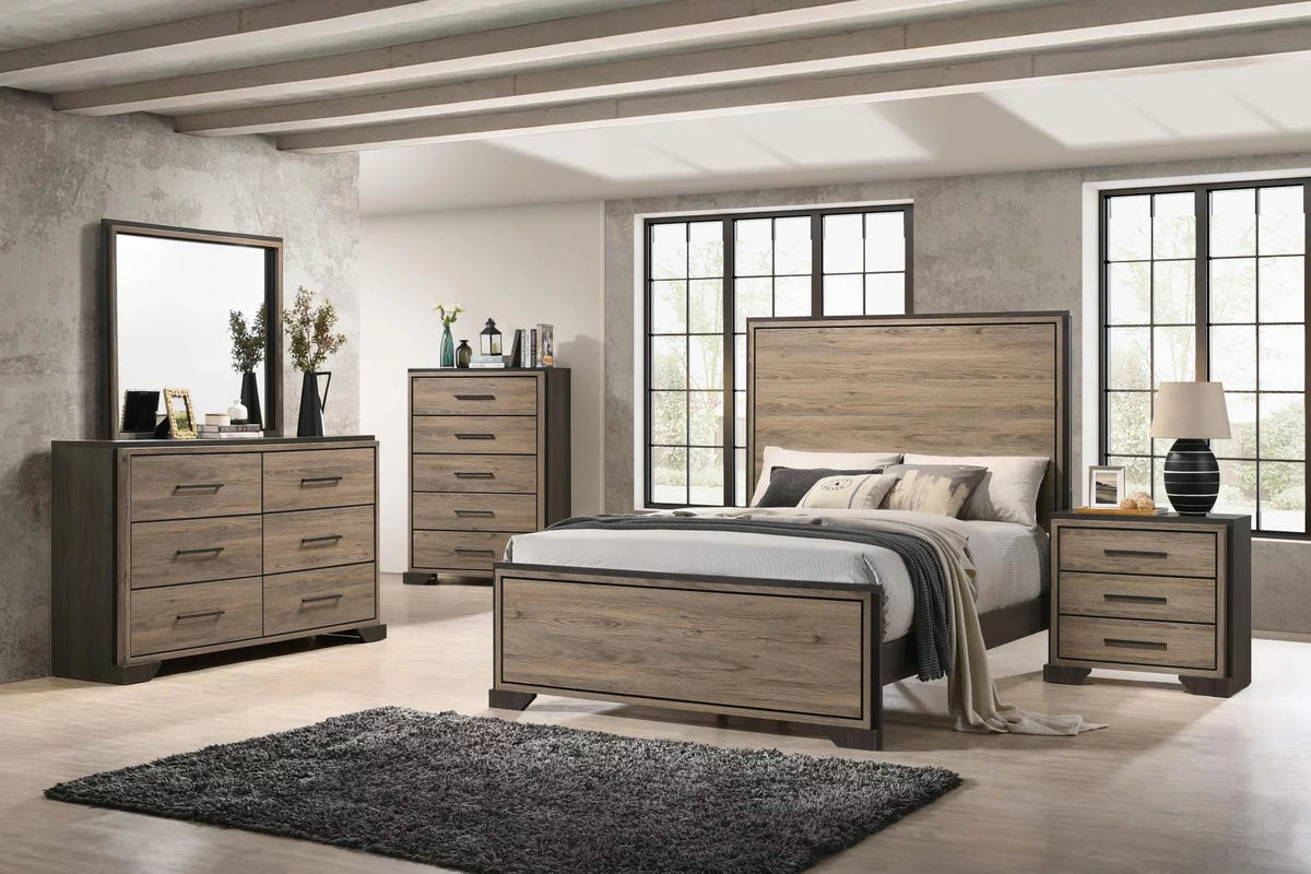 5-piece Eastern King Bedroom Set Brown and Light Taupe Y42624