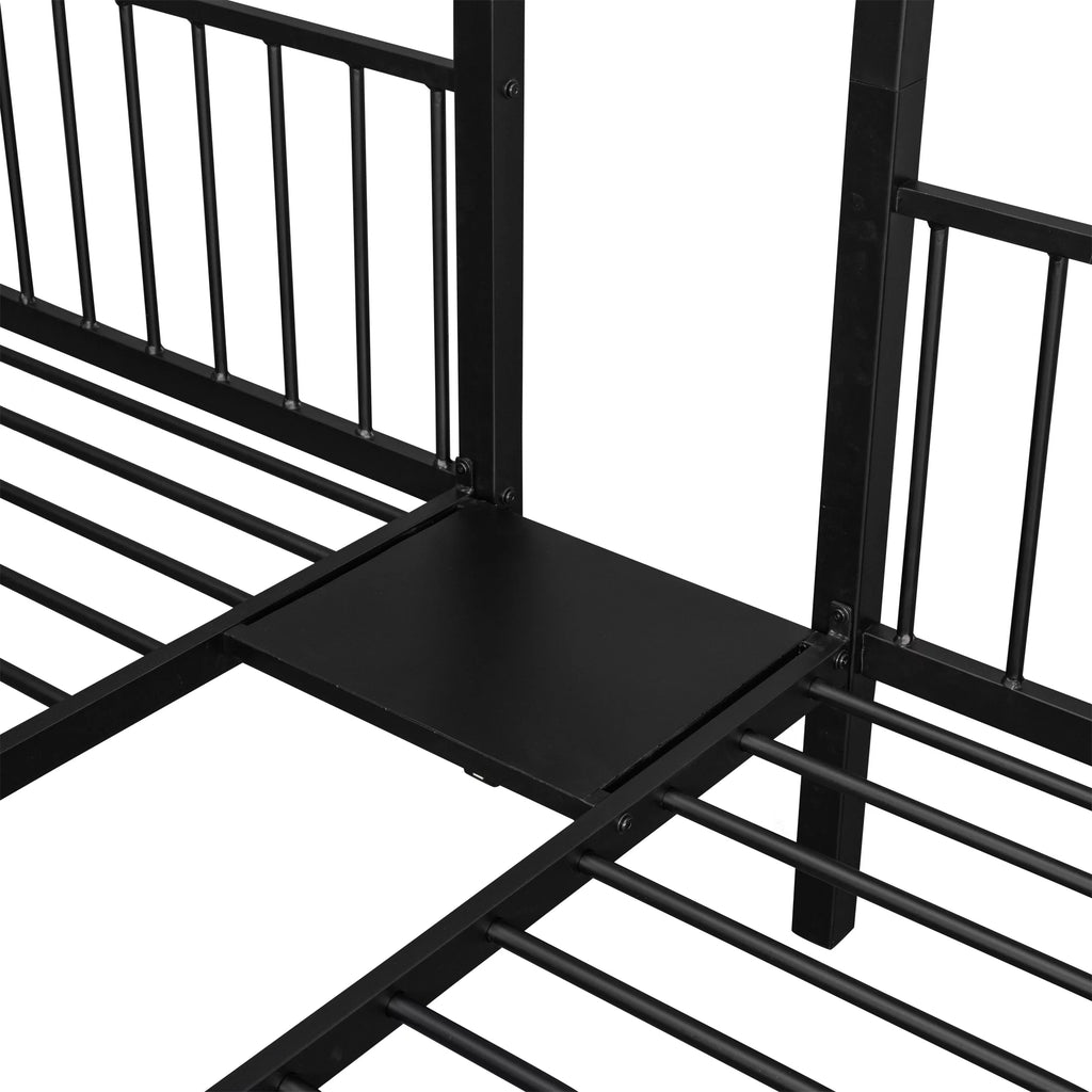 Black Metal Triple Bunk Bed with Drawers J3815