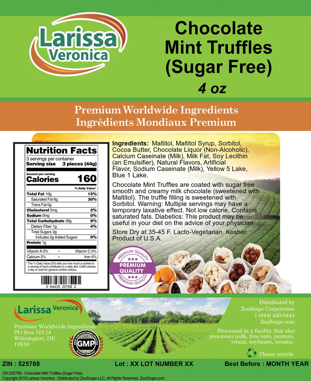 Sugar Free Chocolate Mint Truffles 4 oz 3-Pack C59889