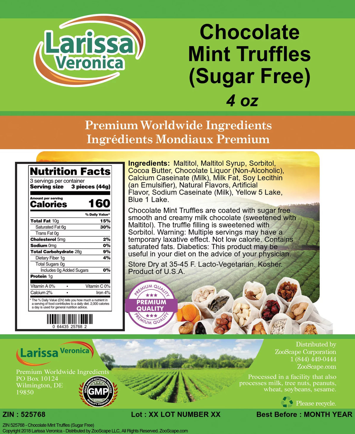 Sugar Free Chocolate Mint Truffles 4 oz 3-Pack C59889