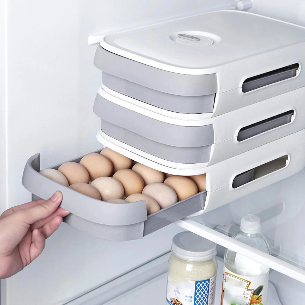 Large-capacity drawer-type egg storage box with lid A50798