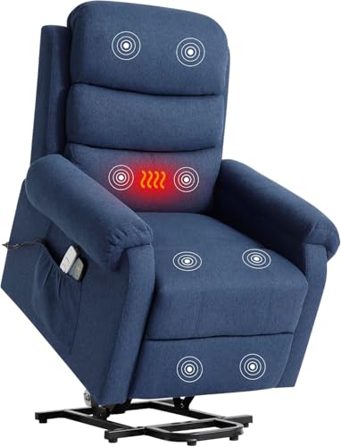 Dark Blue Power Lift Recliner Chair with Heat and Massage E110687