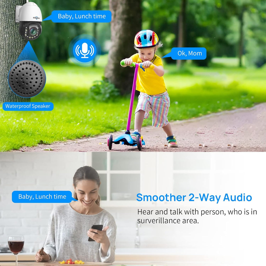 Wireless 30X Optical Zoom PTZ Camera Outdoor Two Way Audio 250ft Night Vision with Floodlight Security Camera Q24251