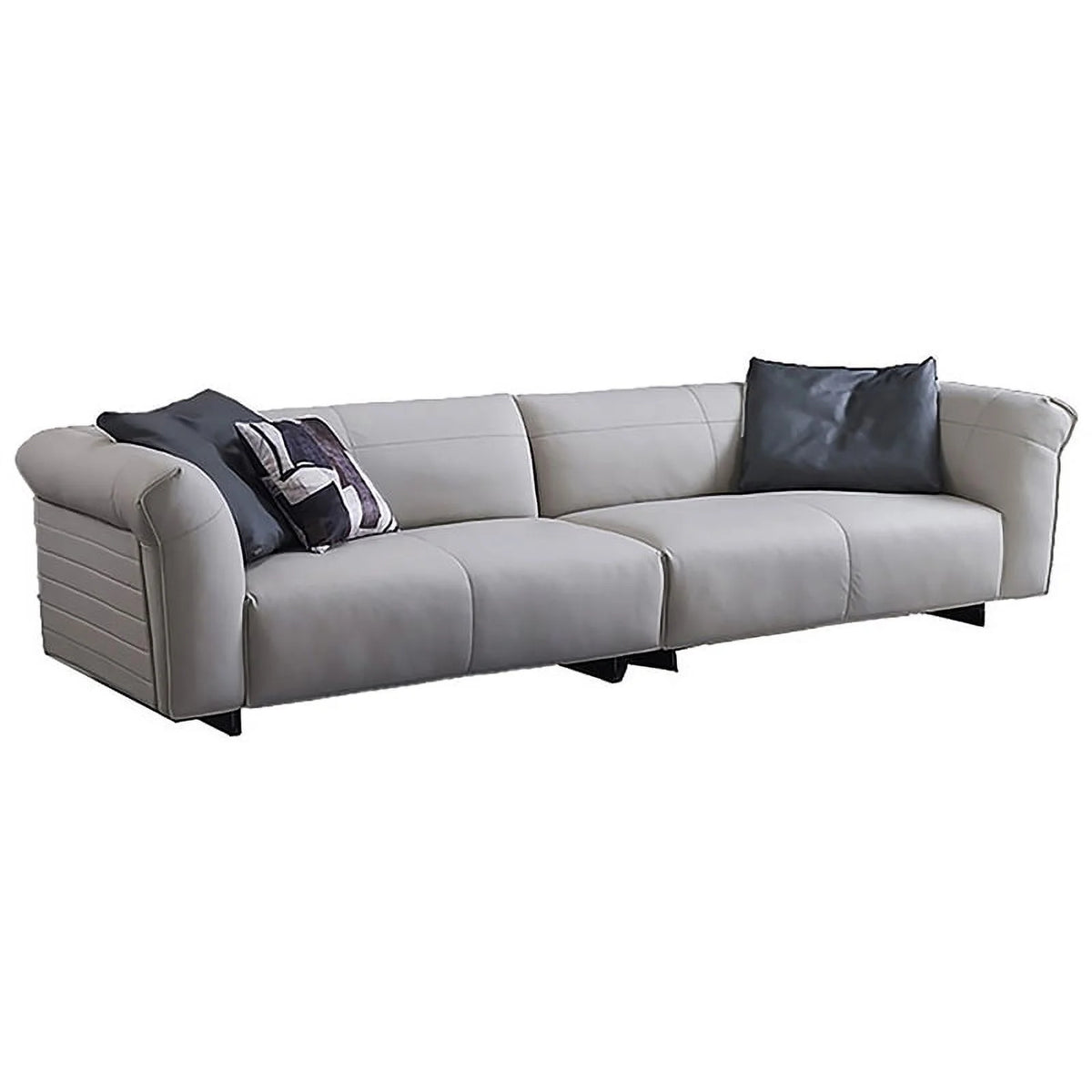 Light Gray 2-Piece Leather & Metal Sofa N56155