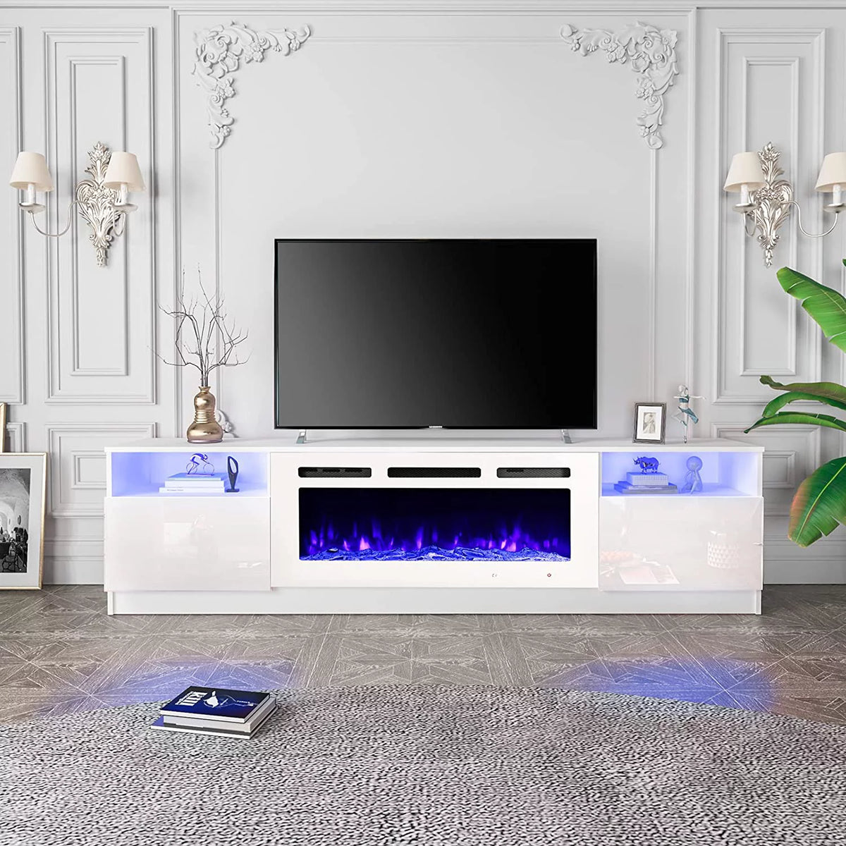 White Fireplace TV Stand with 40'' Electric Fireplace J504925