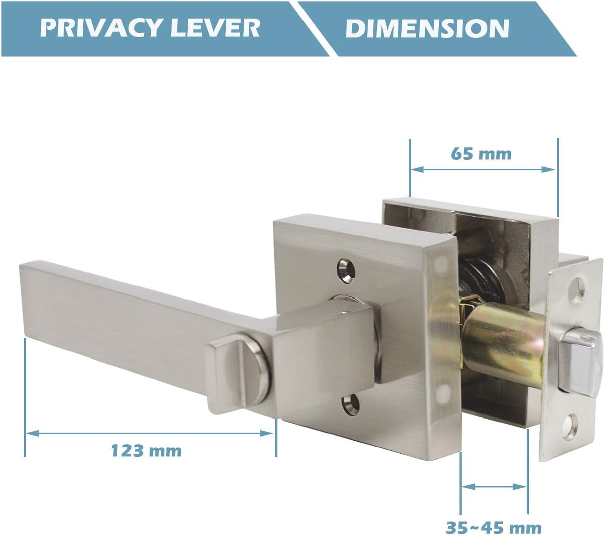Satin Nickel Square Privacy Door Handles Leverset Lockset 10Pack P69728