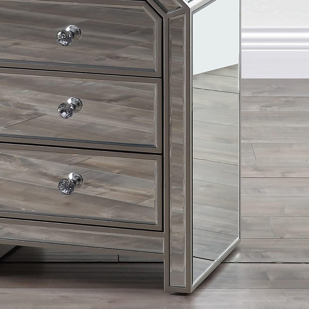 Mirrored Nightstand with 3-Drawers I8706