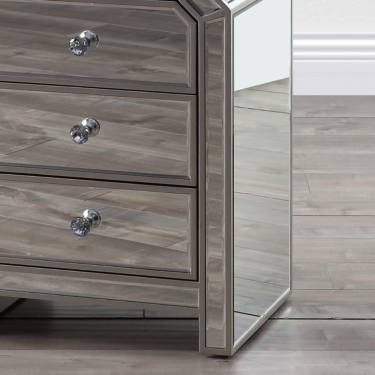 Mirrored Nightstand with 3-Drawers I8706