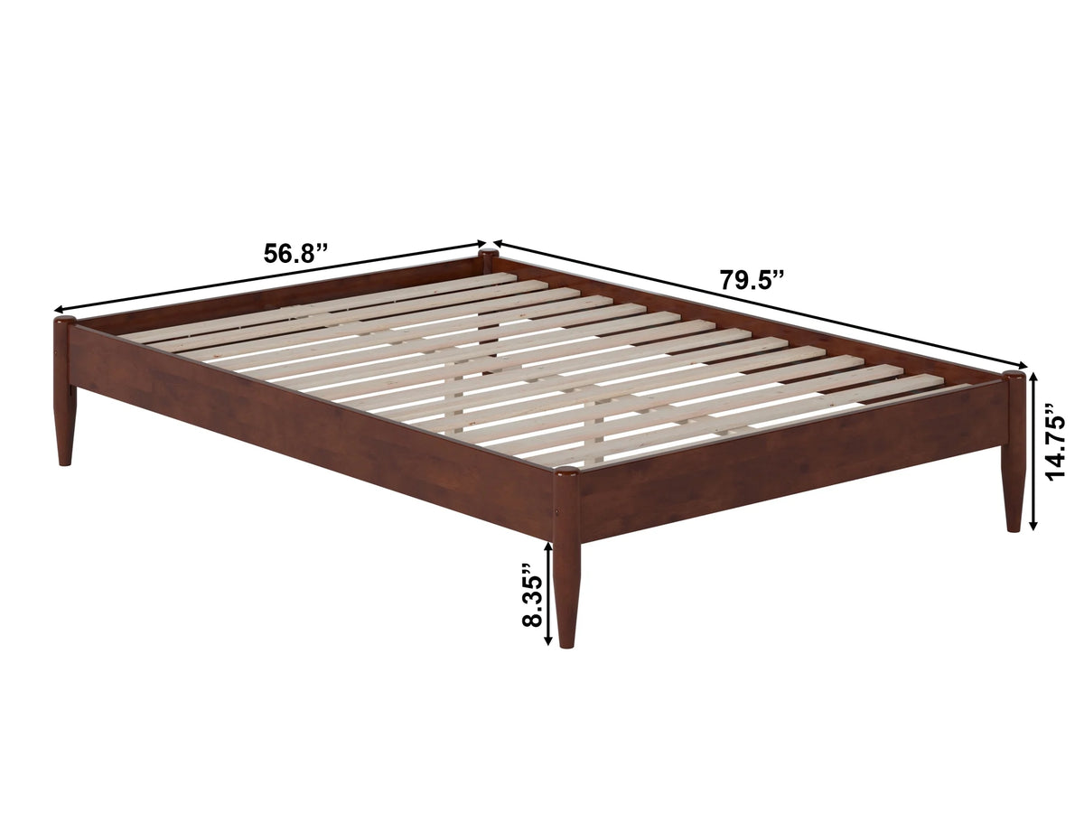 14" Walnut Solid Wood Platform Bed S39661