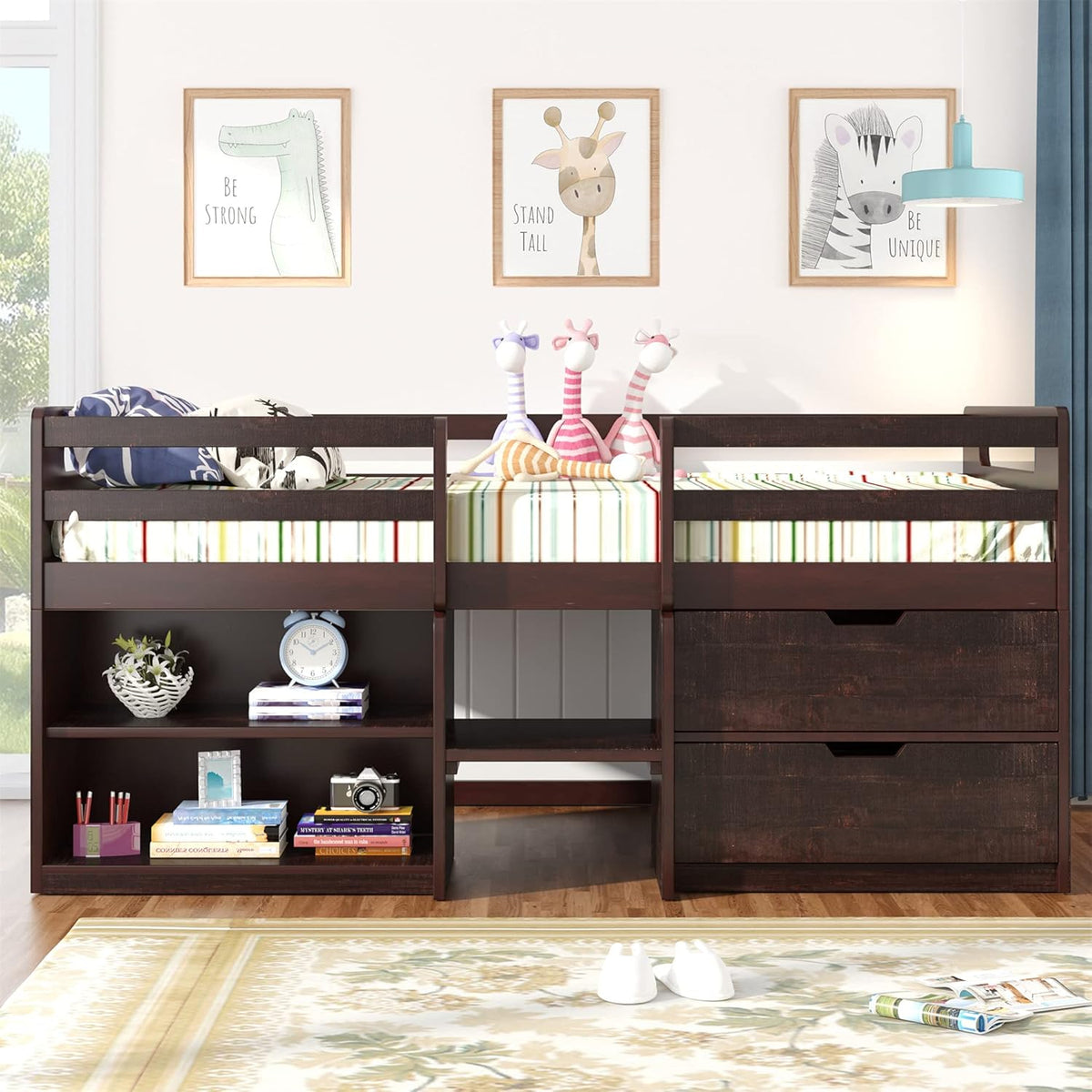 Twin Loft Bed with Desk and Cabinet C51982