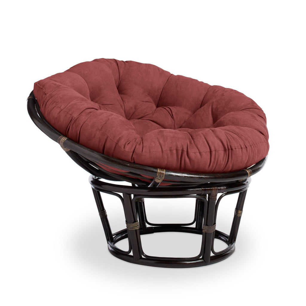 Red Wine Microsuede Rattan Papasan Chair with Cushion Z104