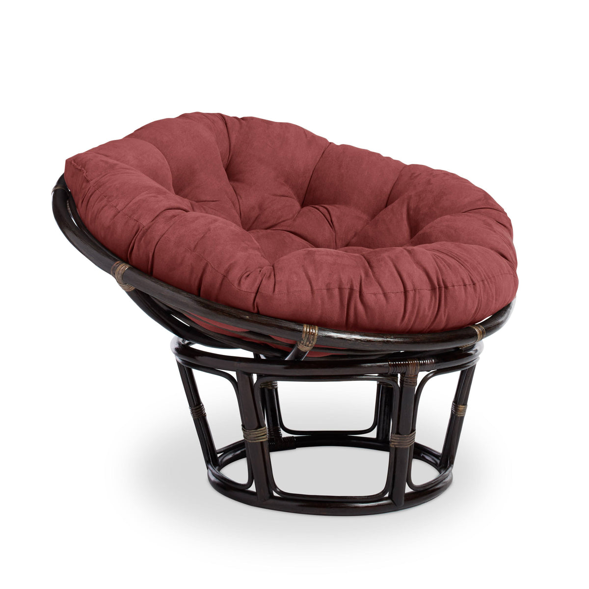 Red Wine Microsuede Rattan Papasan Chair with Cushion Z104