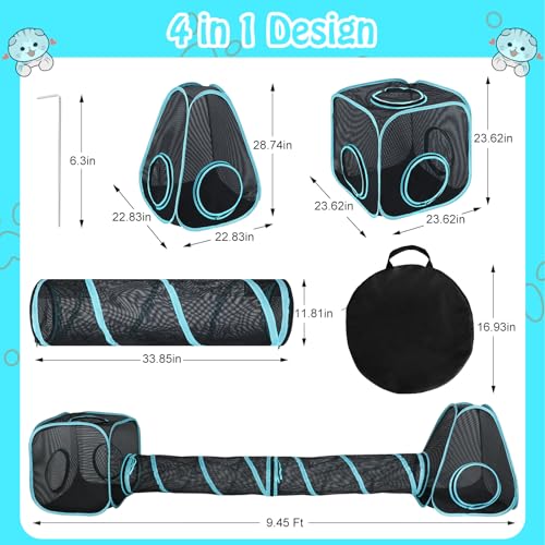 4 in 1 Outdoor Cat Tent with Tunnel, Total Length 9.45FT L407742