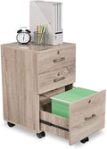 Oak 3-Drawer Rolling Wood File Cabinet with Lock C17131