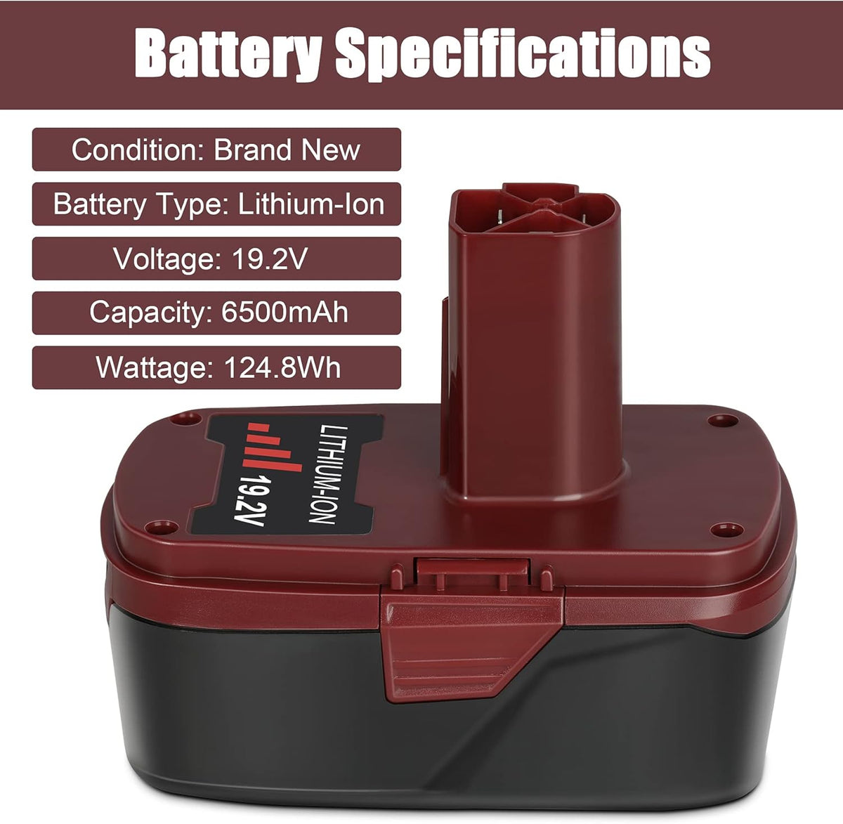 2 Pack 6.5Ah 19.2V Lithium ion Battery Replacement V897