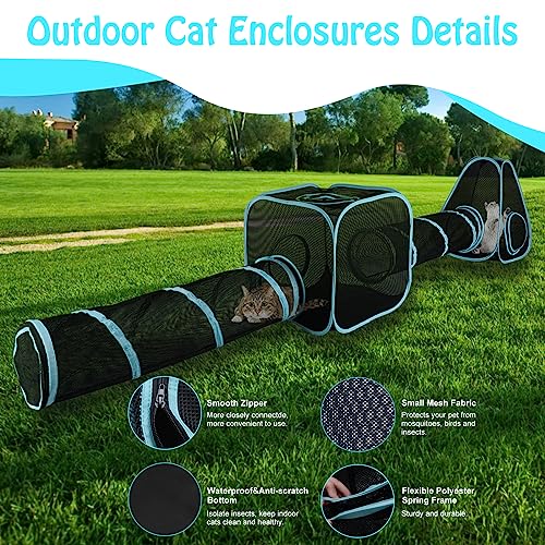4 in 1 Outdoor Cat Tent with Tunnel, Total Length 9.45FT L407742