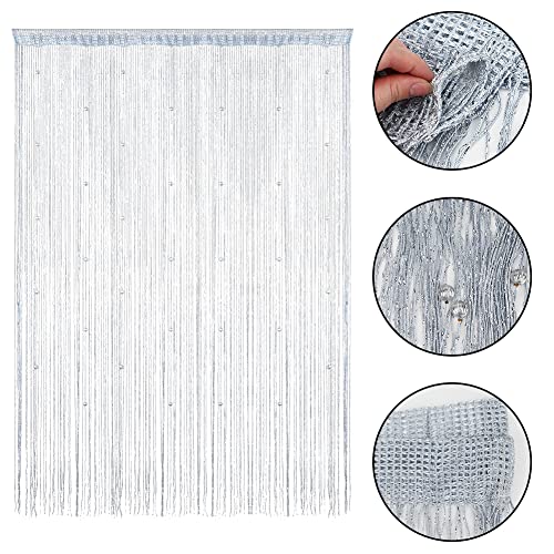 Grey Bead Curtain Door Window Divider B3115