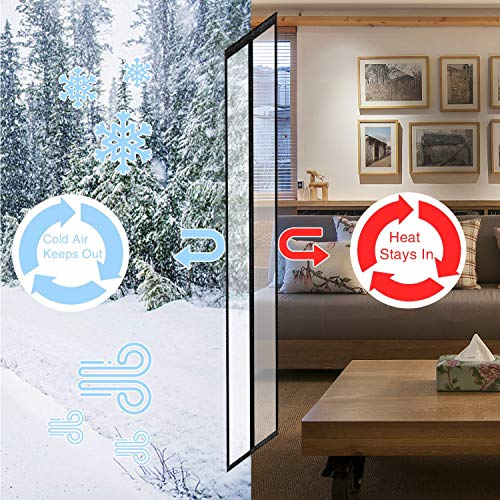 Transparent Insulated Door Curtain, Magnetic Thermal Door Cover, Self-Closing Magnetic Screen Door, Fits Doors up to 38" x 82" T6758