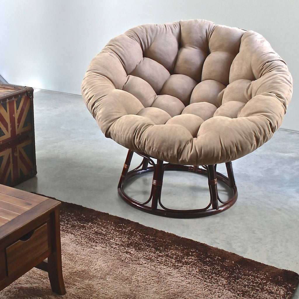 Red Wine Microsuede Rattan Papasan Chair with Cushion Z104