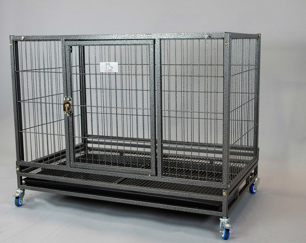 Heavy Duty Metal Open Top Cage with Floor Grid, Casters and Tray A355