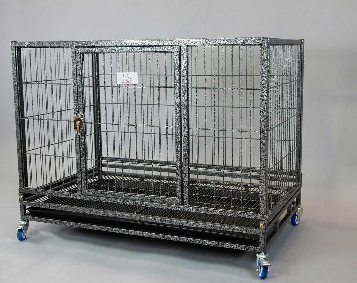 Heavy Duty Metal Open Top Cage with Floor Grid, Casters and Tray A355