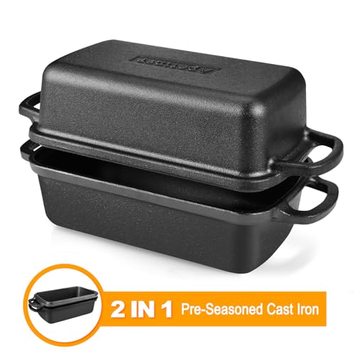 2 in 1 Cast Iron Bread Pan with Lid 9×5 Inch M64776