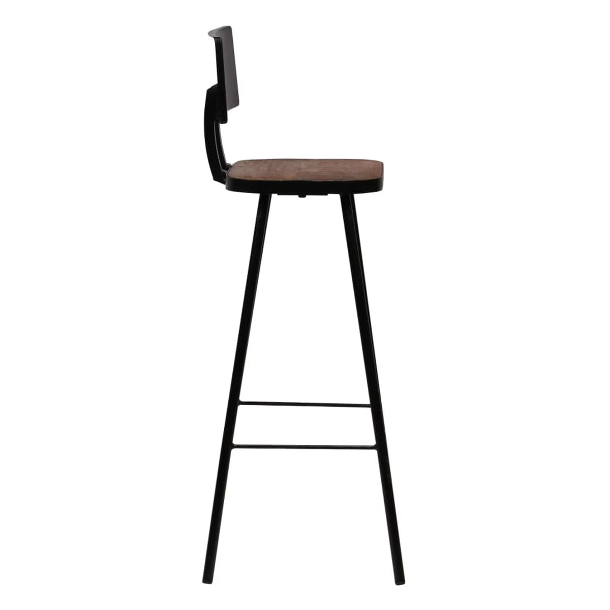 2 Piece Bar Stools Reclaimed Wood Seat with Backrest Steel Frame L903
