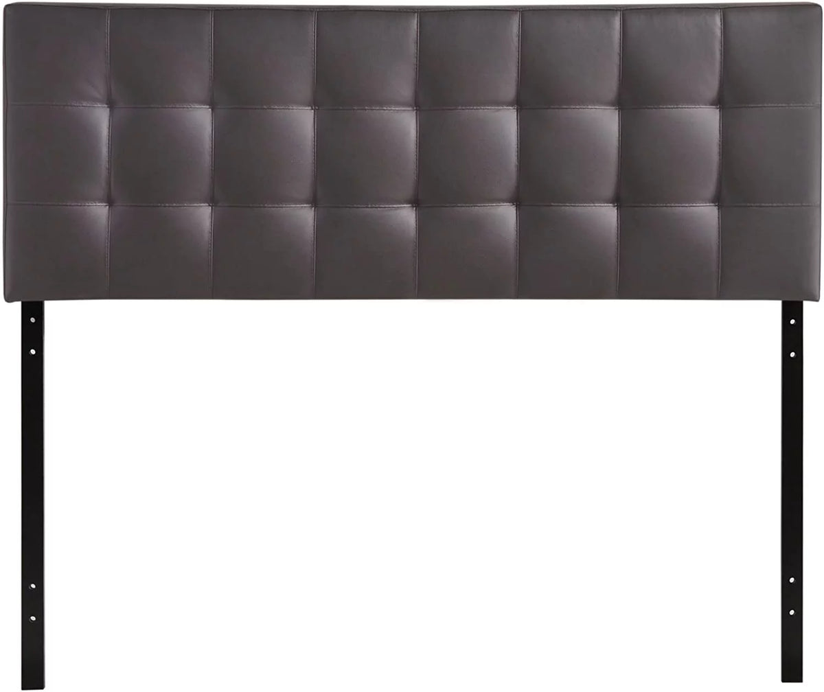 Brown Tufted Faux Leather Upholstered King Headboard M433