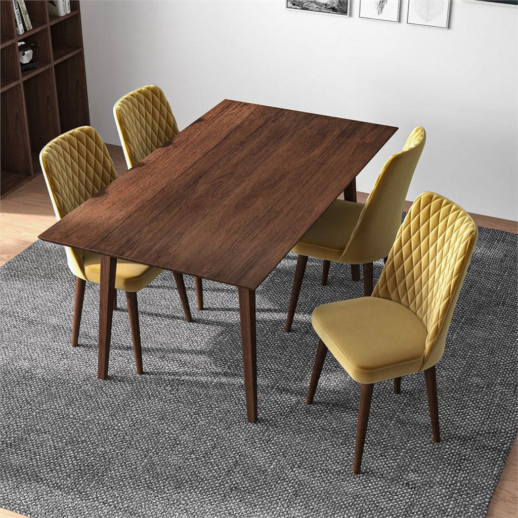 Solid Wood Walnut Kitchen Table and Chairs for 4 U359448