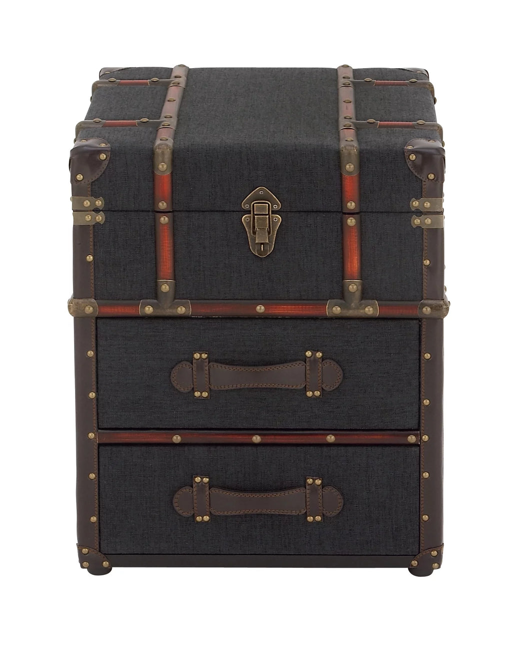 Brown Traditional Wood Stacked Storage Trunk Chest T13641