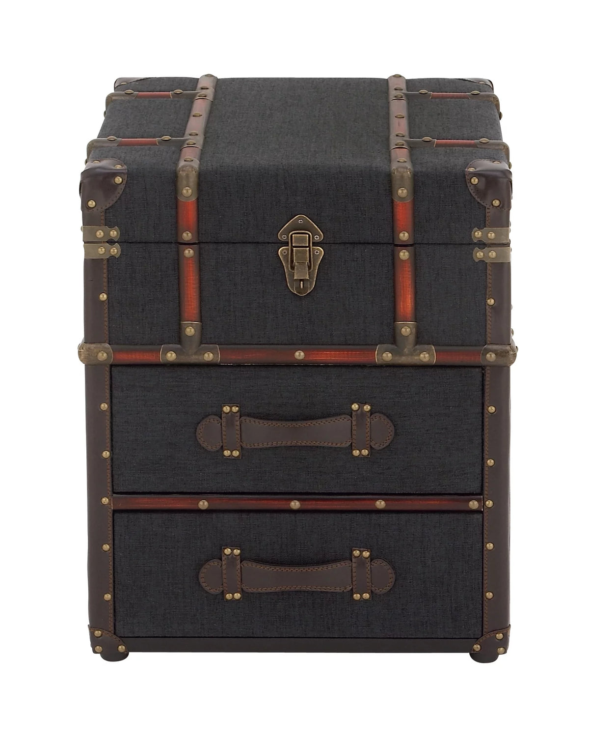 Brown Traditional Wood Stacked Storage Trunk Chest T13641