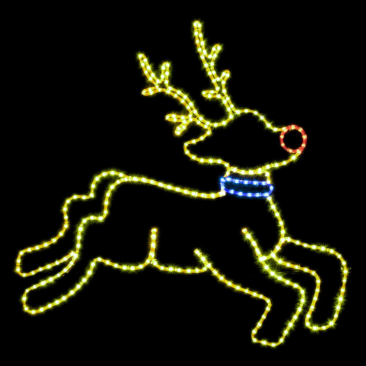 Yellow Blue and Red LED Rope Light Rudolph Reindeer Motif I503