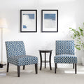 3pc Set Blue Fabric Upholstered Side Table and 2 Chairs M9297