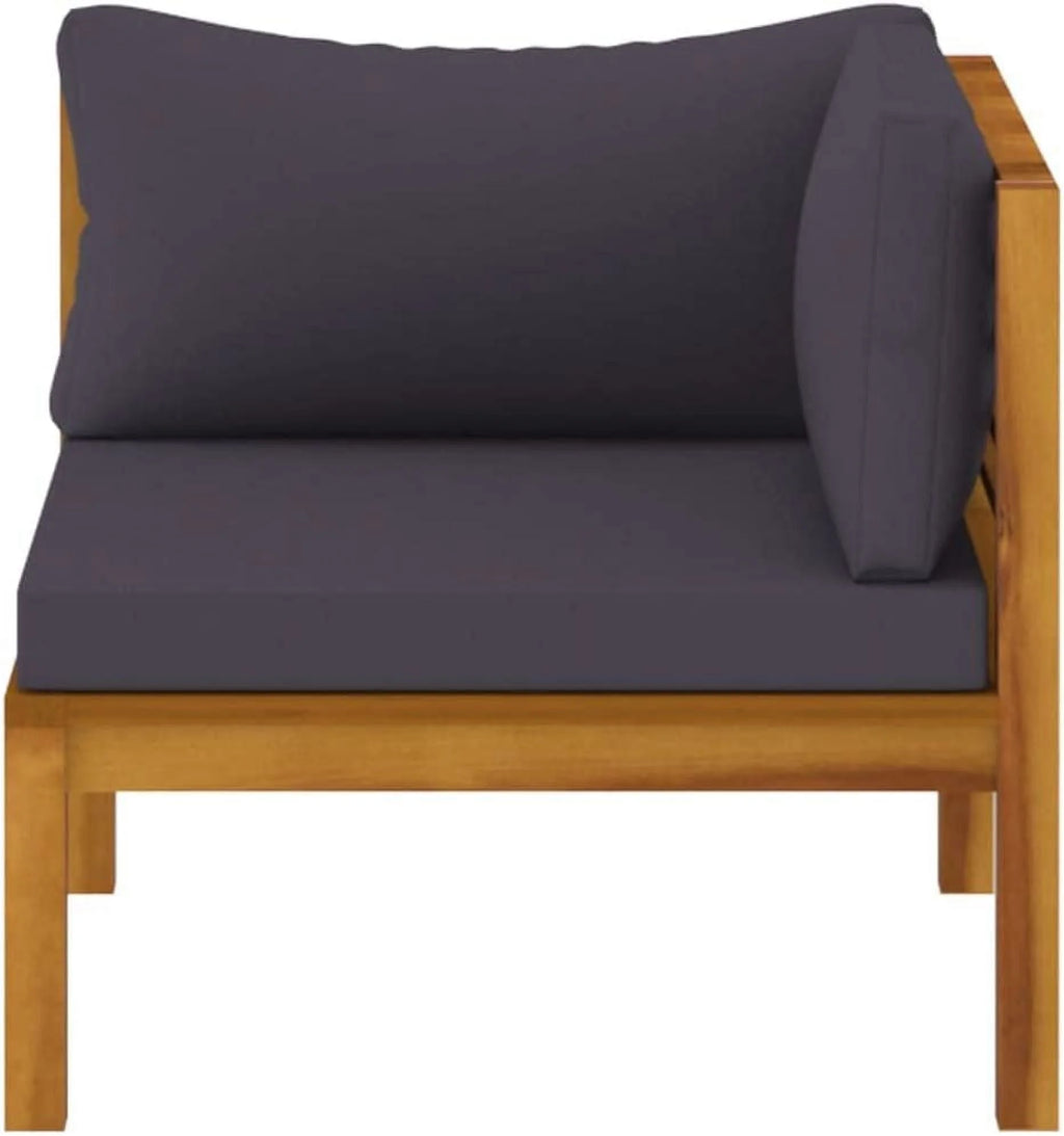 6 Piece Acacia Wood Patio Lounge Set with Cushion Gray V893