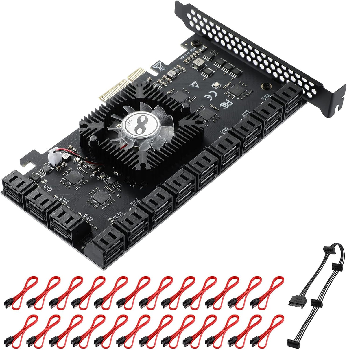 6 Port PCIe SATA 3.0 Card with 6 SATA Cables and Low Profile Bracket X87088