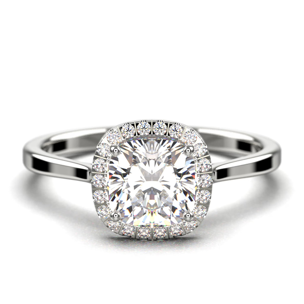 1.55 Carat Cushion Cut Diamond Moissanite Engagement Ring in 10k Solid White Gold Z891
