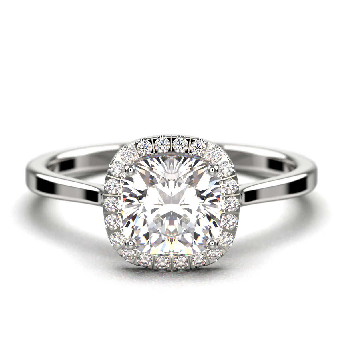 1.55 Carat Cushion Cut Diamond Moissanite Engagement Ring in 10k Solid White Gold Z891