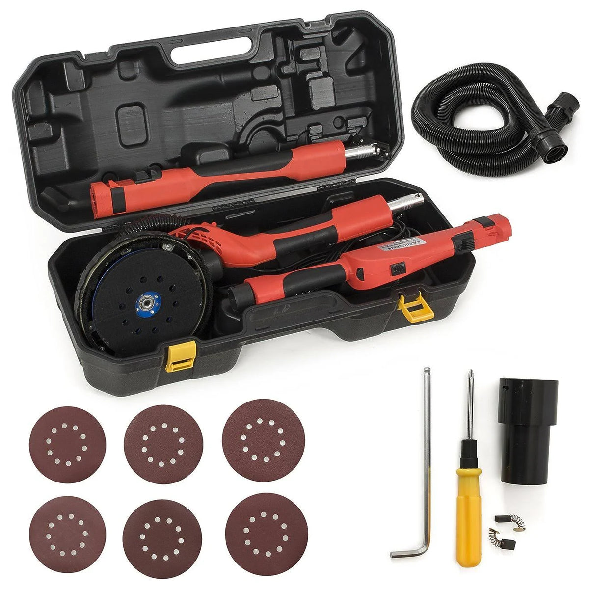 6ft 5 Speed Swivel Electric 600W Drywall Sander 6 Pcs Portable Case P492