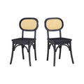 Black Rattan and Solid Wood Dining Chairs M448728