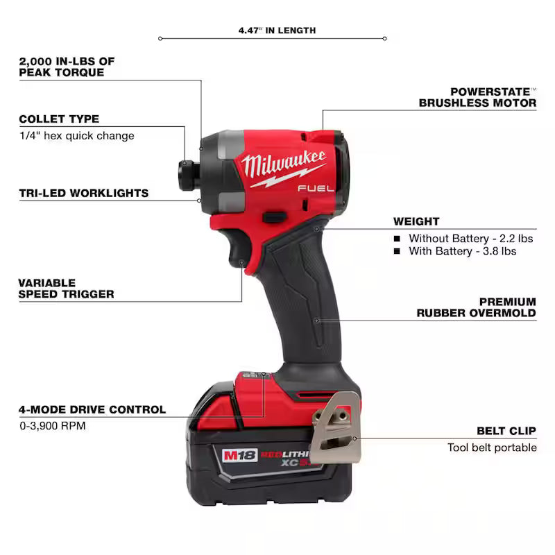 18V Cordless 1/4 in. Hex Impact Driver Kit with Batteries Charger Hard Case R399636
