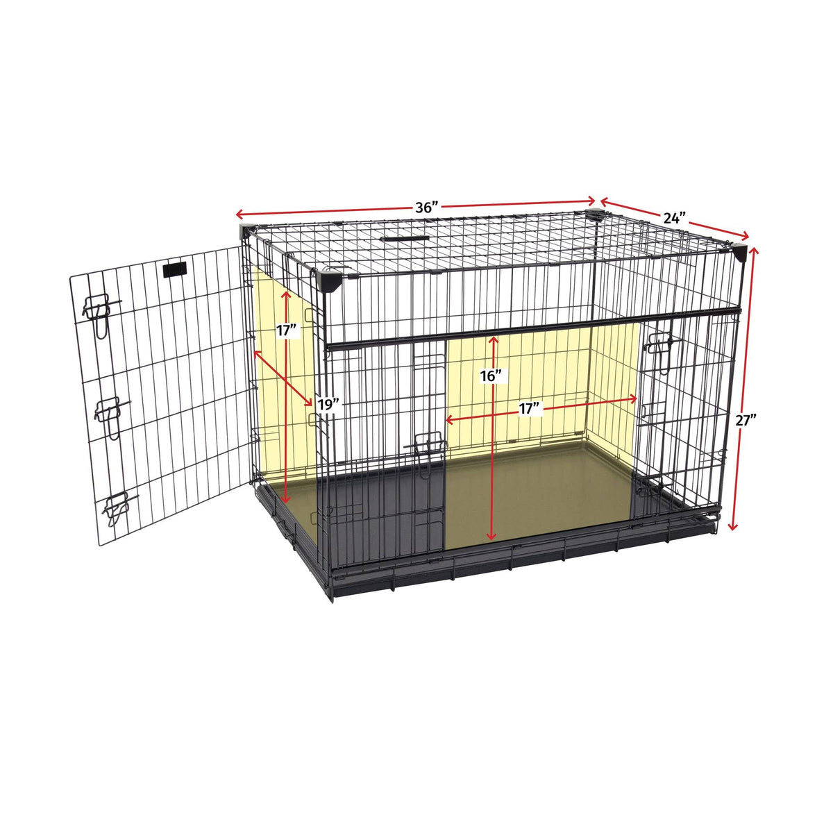 36 inch Sliding Double Door Wire Dog Crate P1592