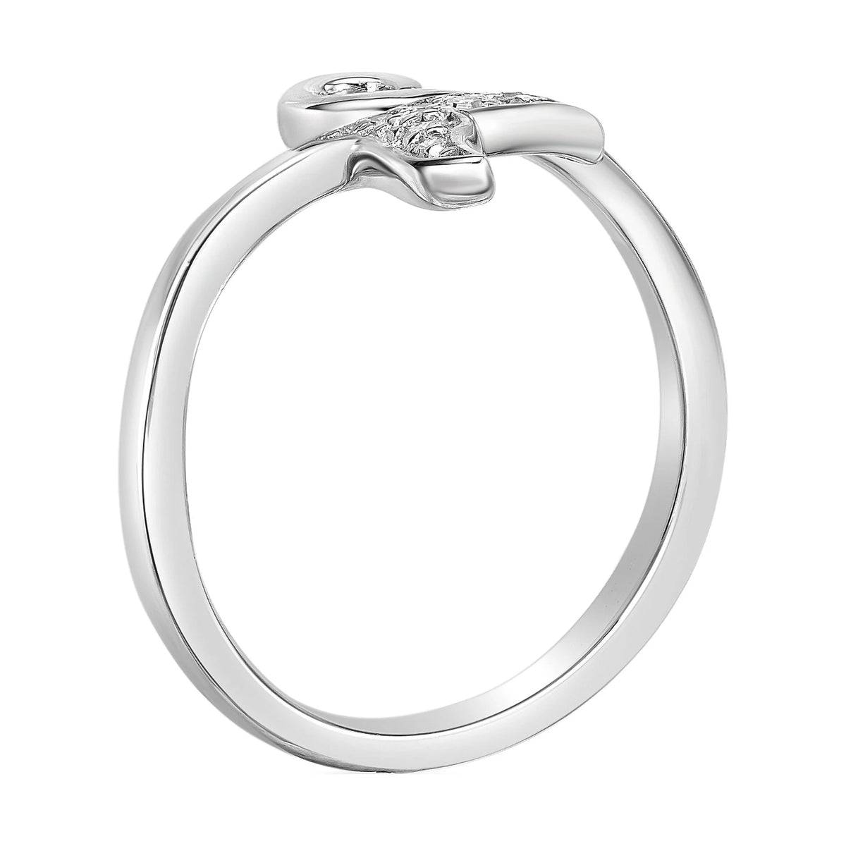 0.04 Carat Natural Diamond Dolphin Tail Open Toe Ring in 925 Sterling Silver S931