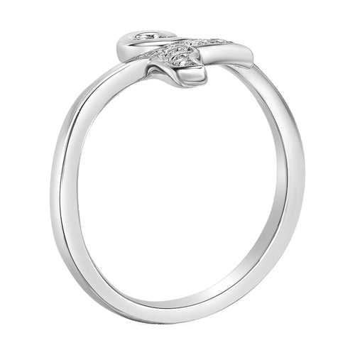 0.04 Carat Natural Diamond Dolphin Tail Open Toe Ring in 925 Sterling Silver S931